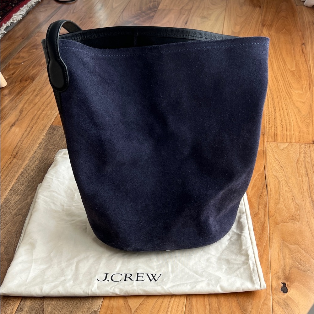 J. Crew Berkeley Bucket Bag in Suede and Leather, Navy/Black